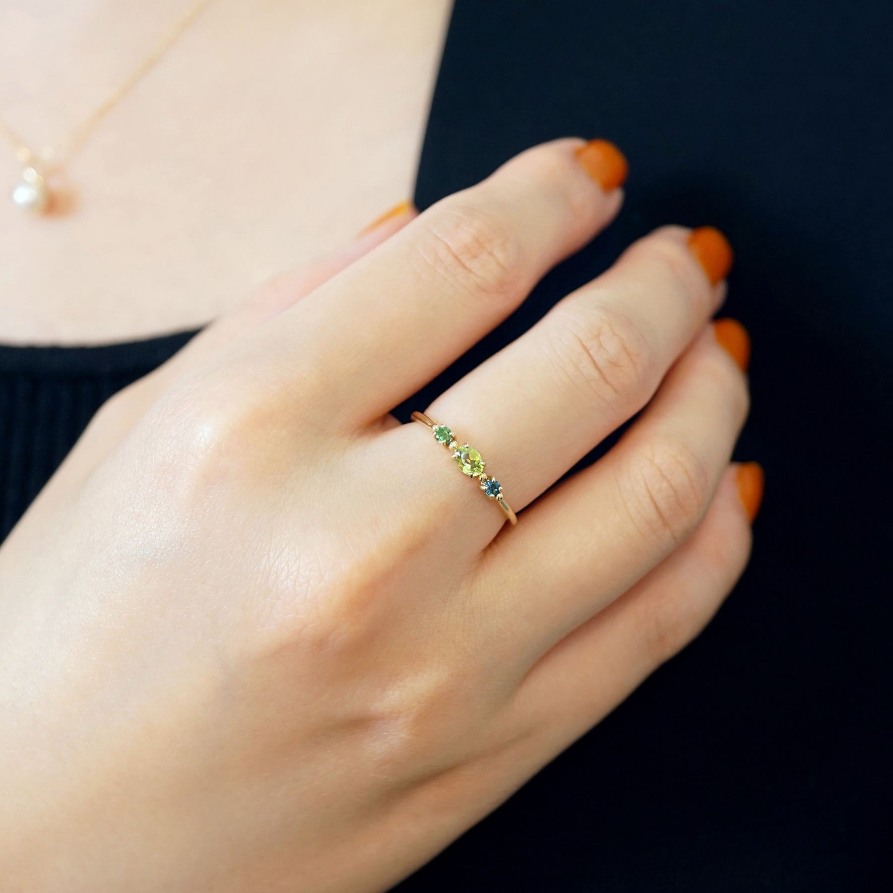 10K Green Multi-Color Ring (Yellow Gold) - Model Image