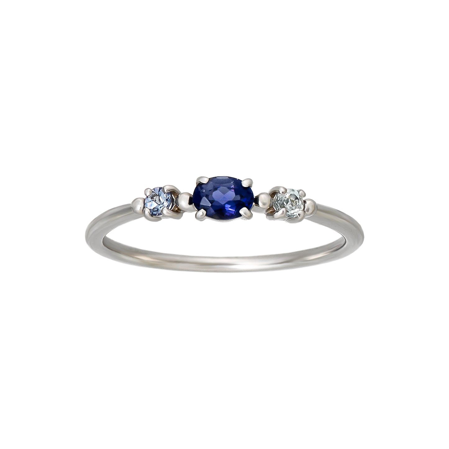 10K Blue Multi-Color Ring (White Gold) - Product Image