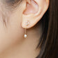 [Airy Clip-On Earrings] 10K Freshwater Pearl Swinging Earrings (Rose Gold) - Model Image