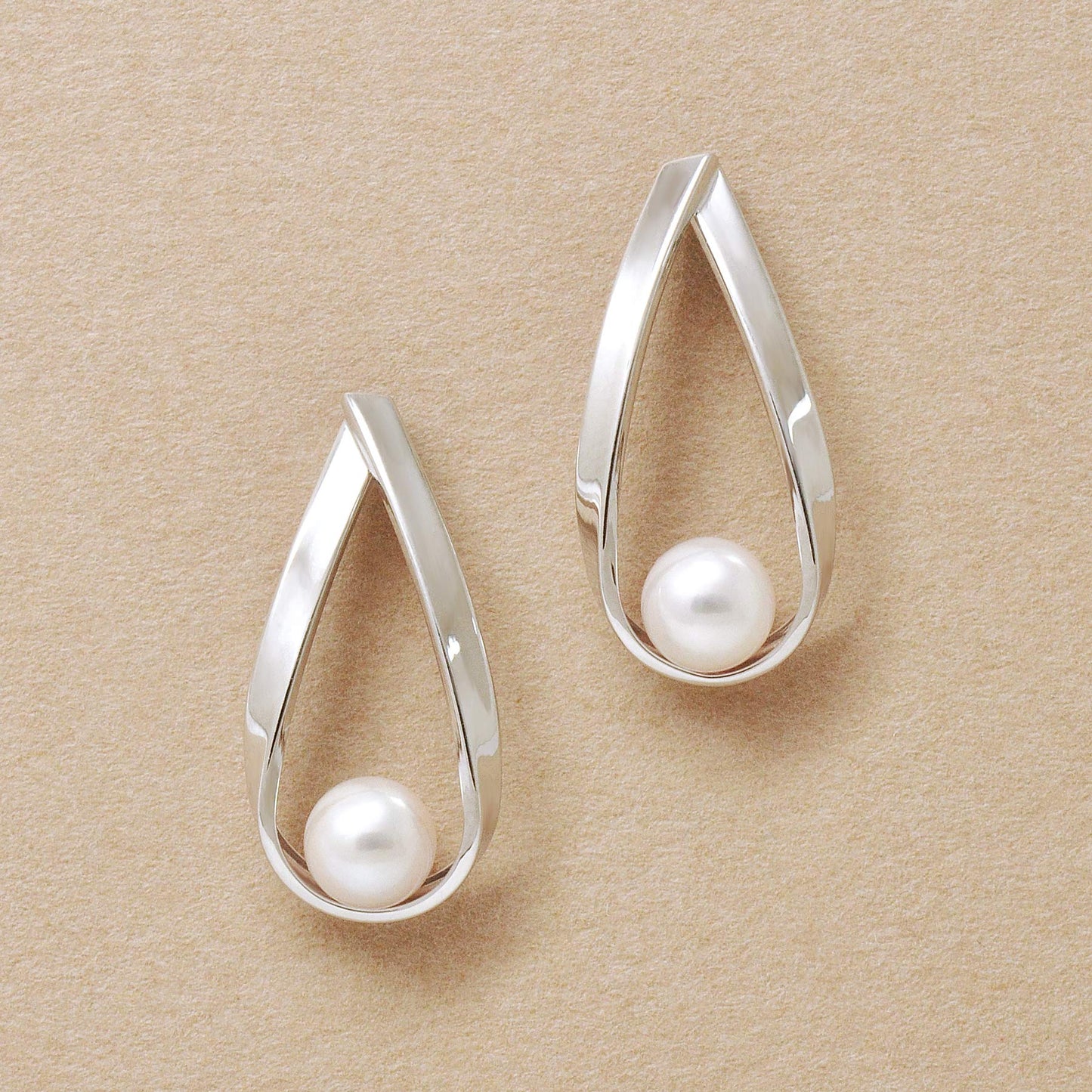 14K/10K Akoya Pearl Drop Frame Earrings (White Gold) - Product Image