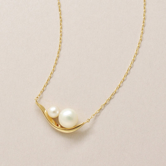 10K Freshwater Pearl Twisted Line Necklace (Yellow Gold) - Product Image