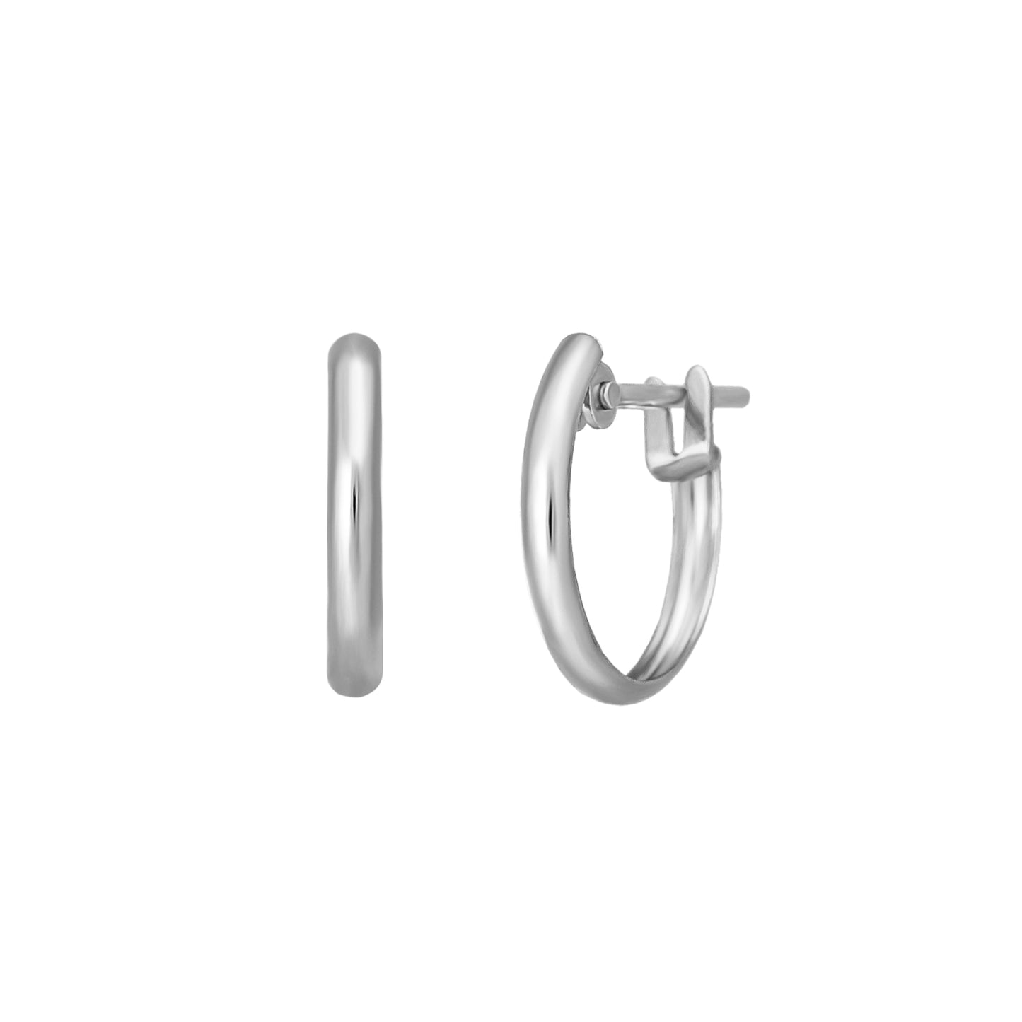 14K/10K Mini Hoop Earrings (White Gold) - Product Image