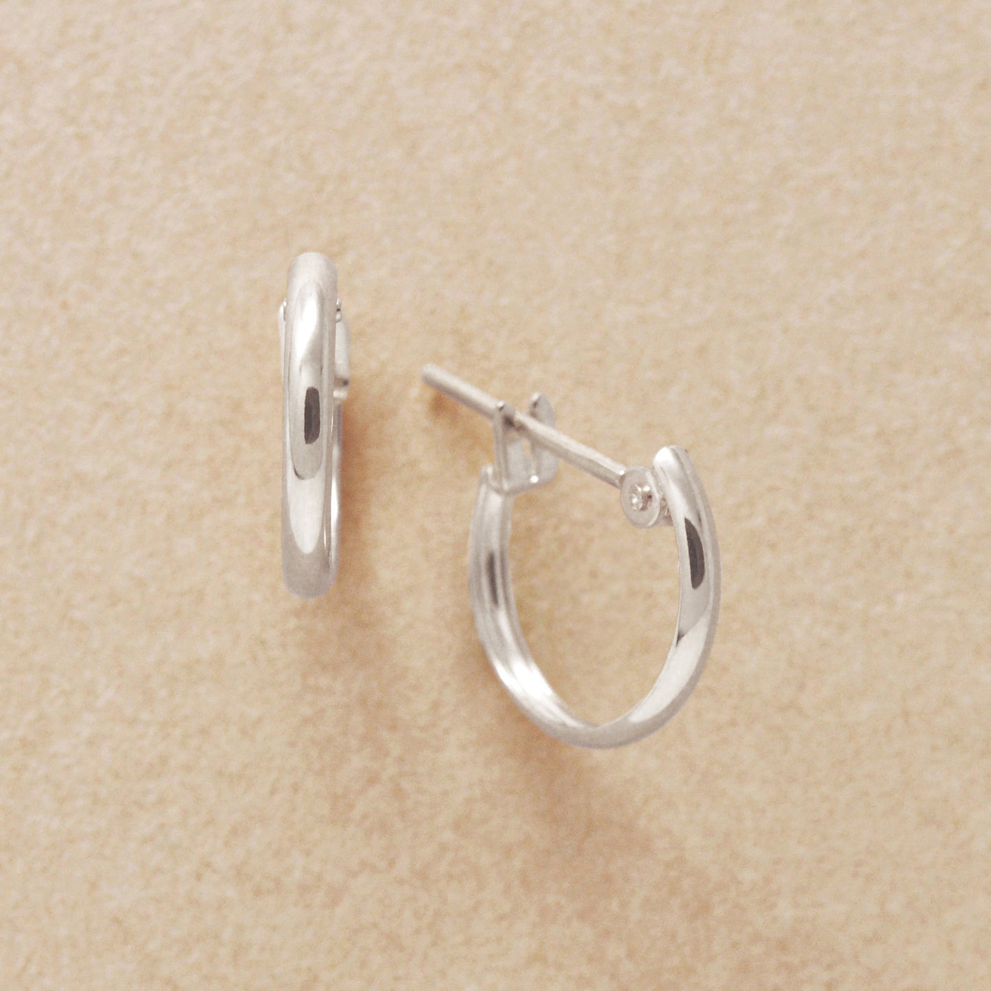 14K/10K Mini Hoop Earrings (White Gold) - Product Image