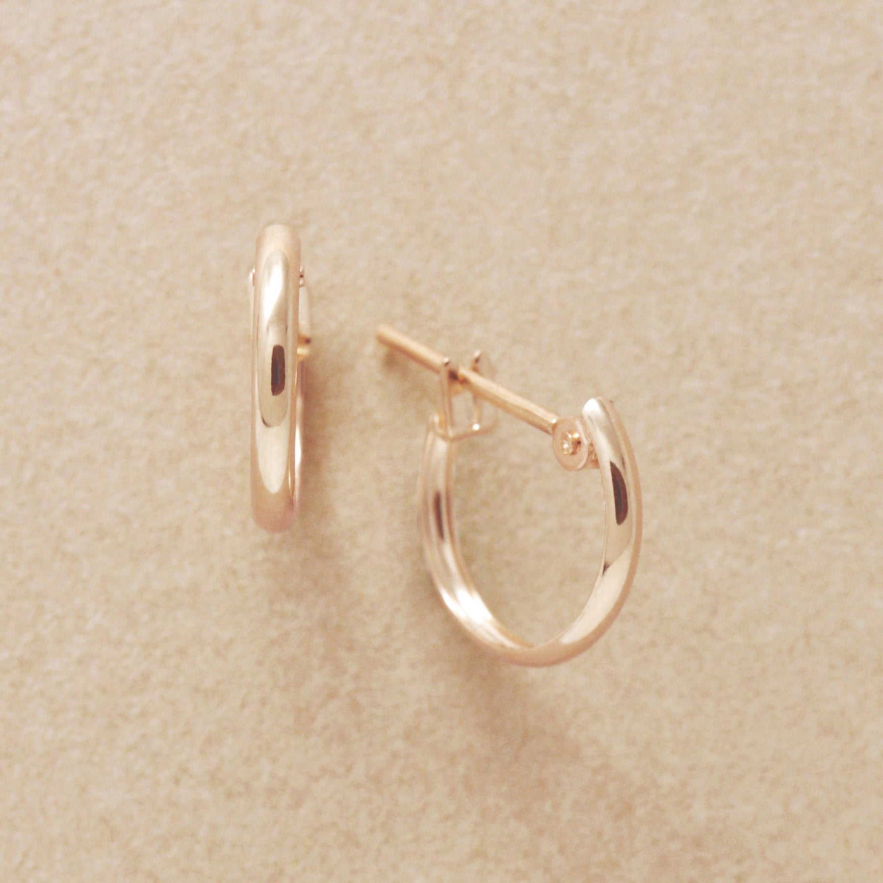 18K/10K Mini Hoop Earrings (Rose Gold) - Product Image