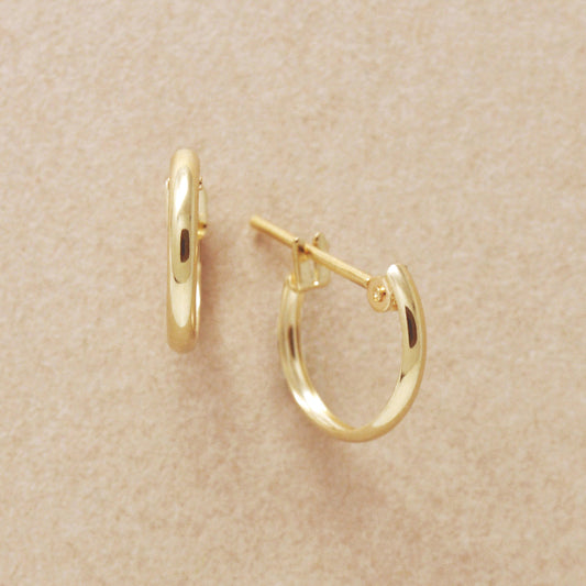18K/10K Mini Hoop Earrings (Yellow Gold) - Product Image