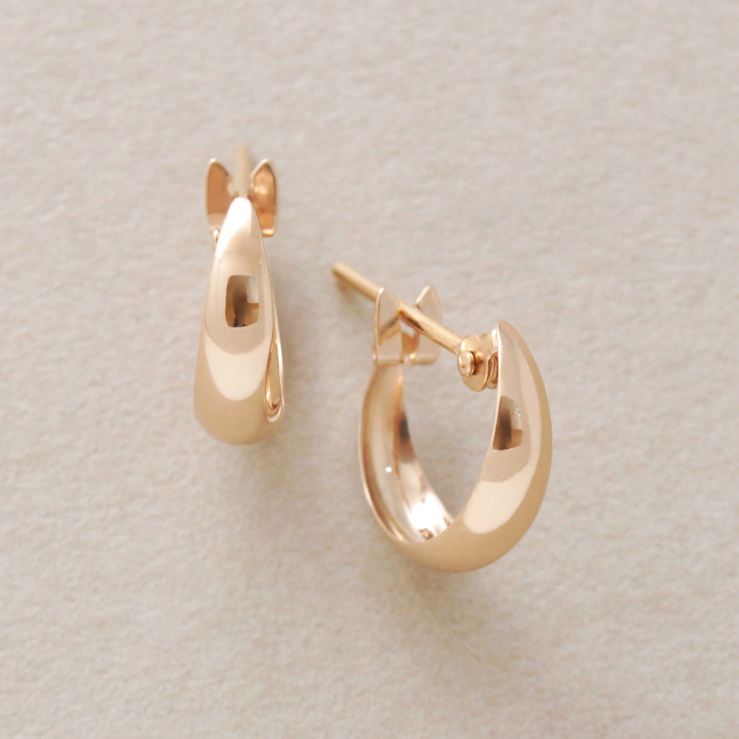 18K/10K Chunky Mini Hoop Earrings (Rose Gold) - Product Image