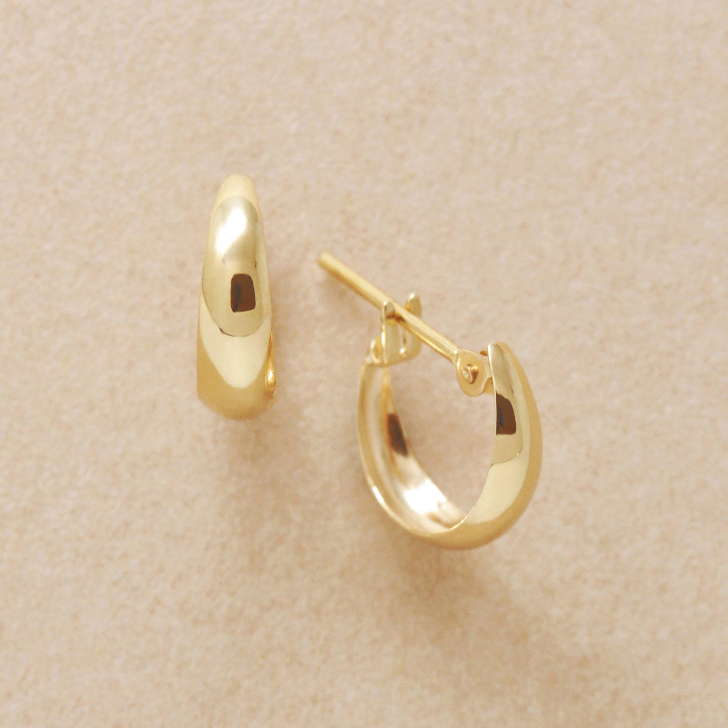 18K/10K Chunky Mini Hoop Earrings (Yellow Gold) - Product Image