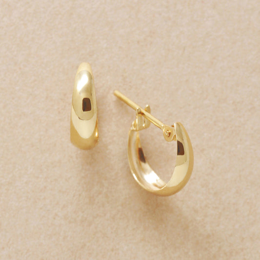 18K/10K Chunky Mini Hoop Earrings (Yellow Gold) - Product Image