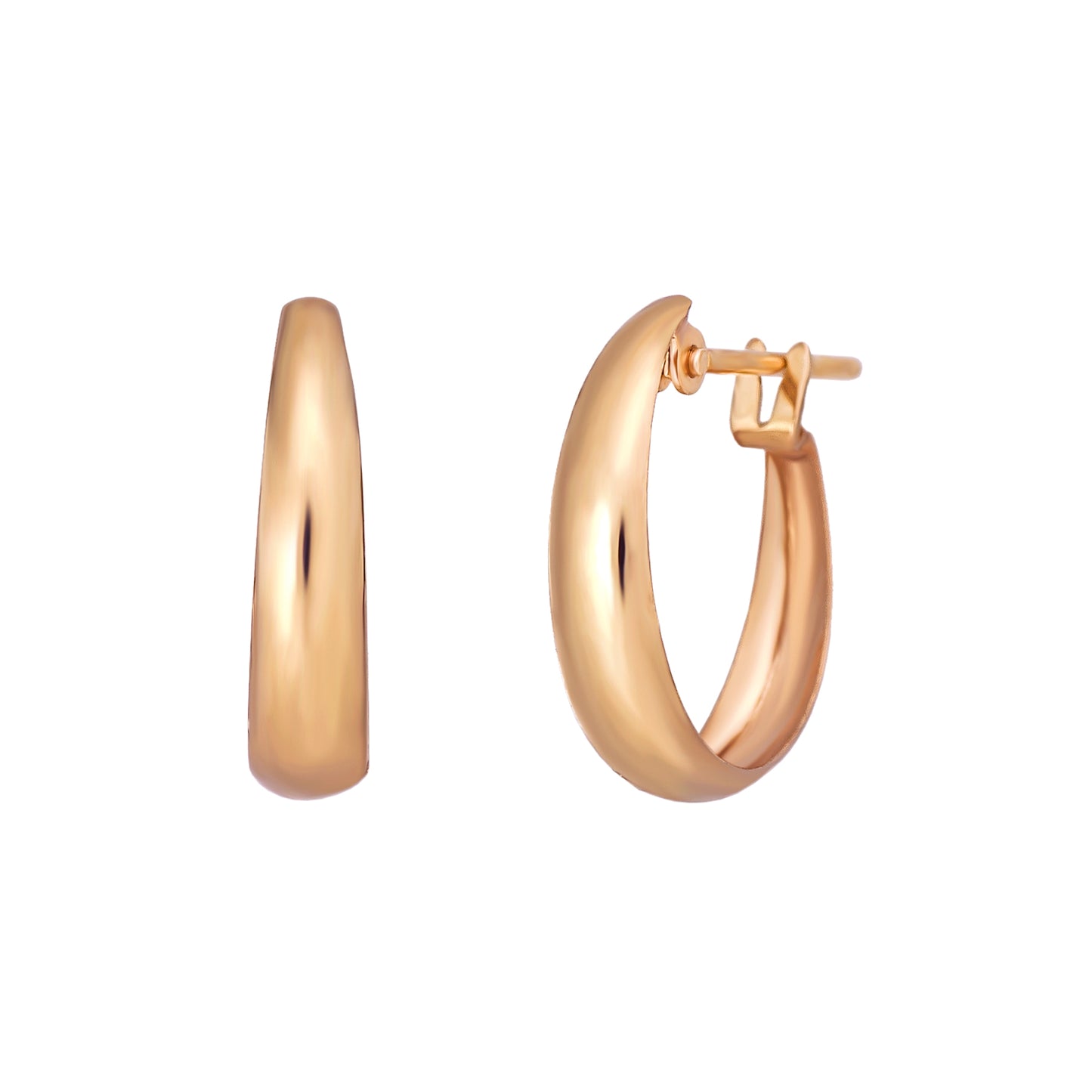 18K/10K Chunky Hoop Earrings (Rose Gold) - Product Image