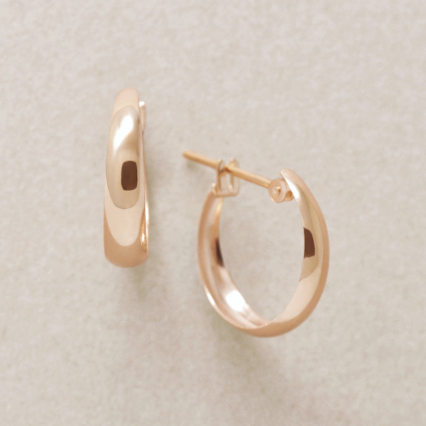 18K/10K Chunky Hoop Earrings (Rose Gold) - Product Image