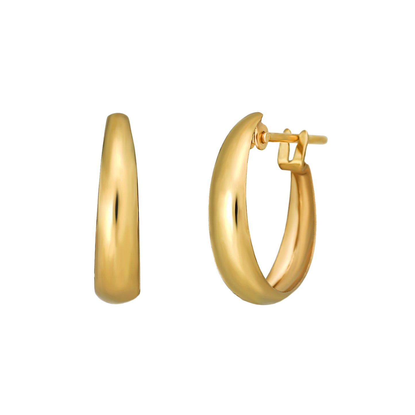 18K/10K Chunky Hoop Earrings (Yellow Gold) - Product Image