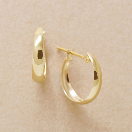 18K/10K Chunky Hoop Earrings (Yellow Gold) - Product Image