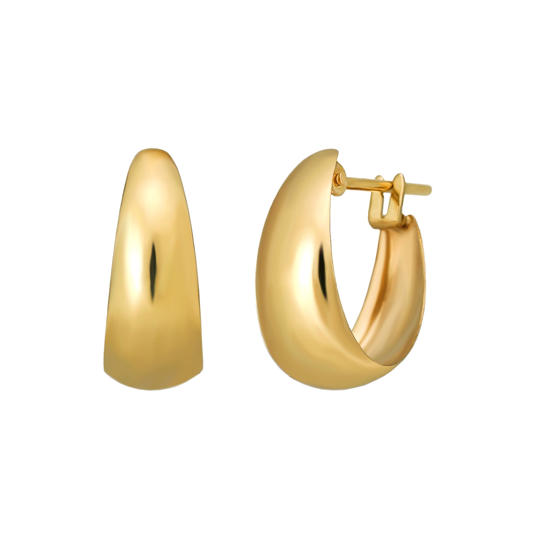 18K/10K Chunky Hoop Earrings (Yellow Gold) - Product Image