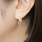 14K/10K Triple Line Hoop Earrings (White Gold) - Model Image