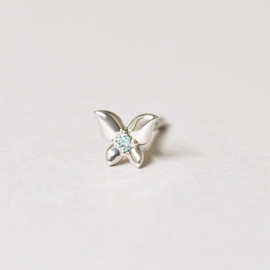 [Solo Earring] [Second Earrings] Platinum Ice Blue Diamond Butterfly Single Earring - Product Image