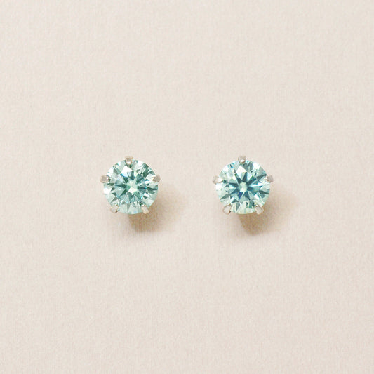 [Second Earrings] Platinum Blue Moissanite Earrings - Product Image
