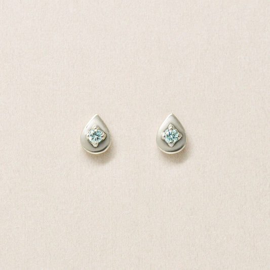 [Second Earrings] Platinum Ice Blue Diamond Dew Drop Earrings - Product Image