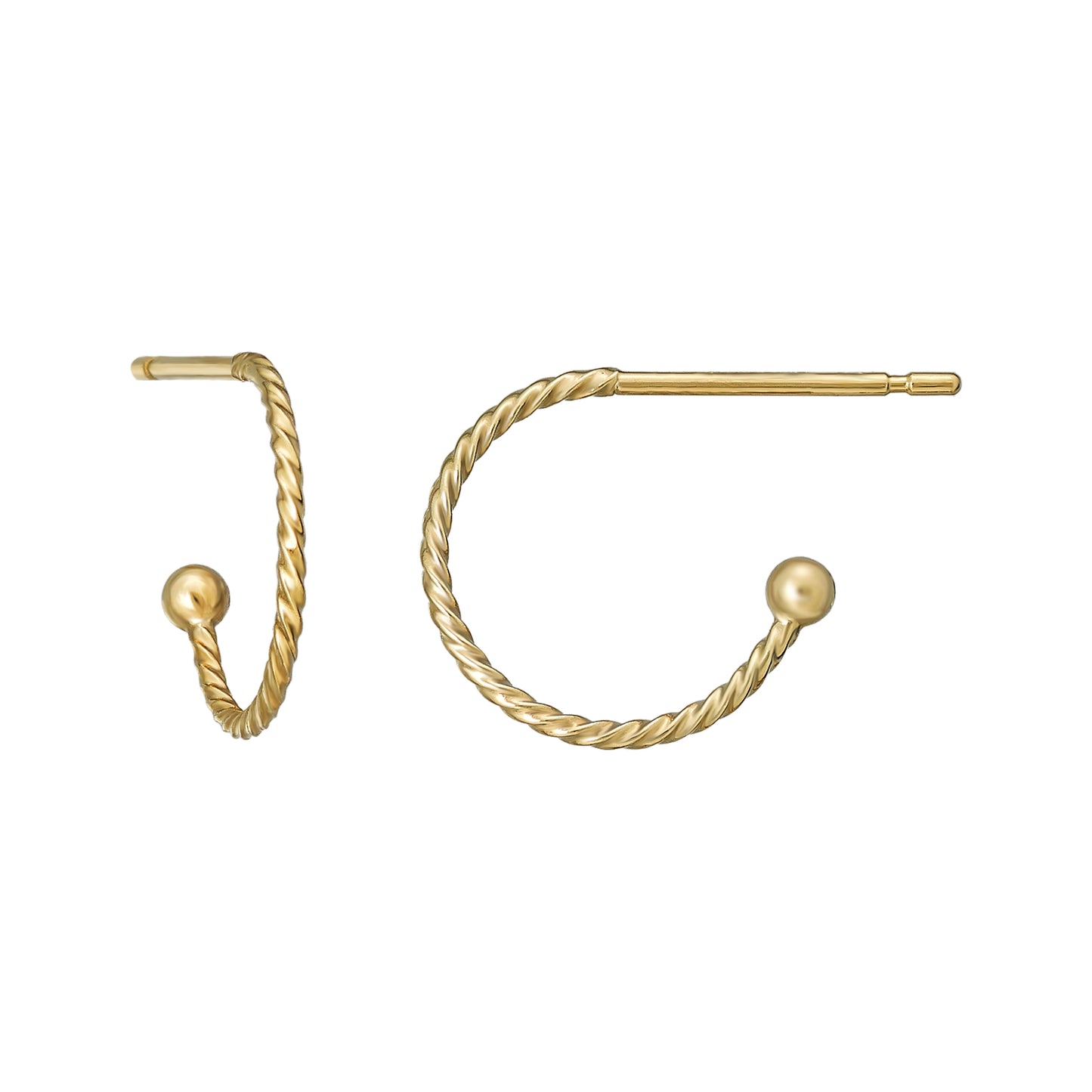 [Palette] 18K/10K Twisted Base Earrings (Small) (Yellow Gold) - Product Image