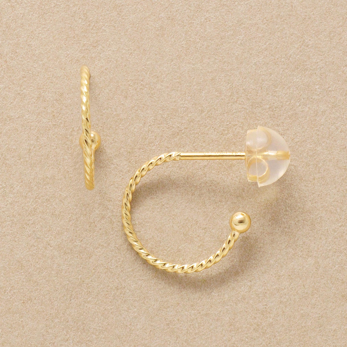 [Palette] 18K/10K Twisted Base Earrings (Small) (Yellow Gold) - Product Image