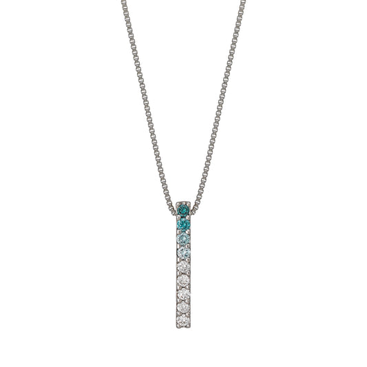 Platinum Diamond Gradation Long Bar Necklace - Product Image
