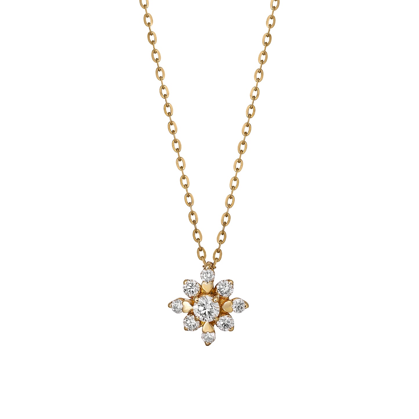 18K Diamond Gradation Sparkle Design Necklace (Yellow Gold) - Product Image