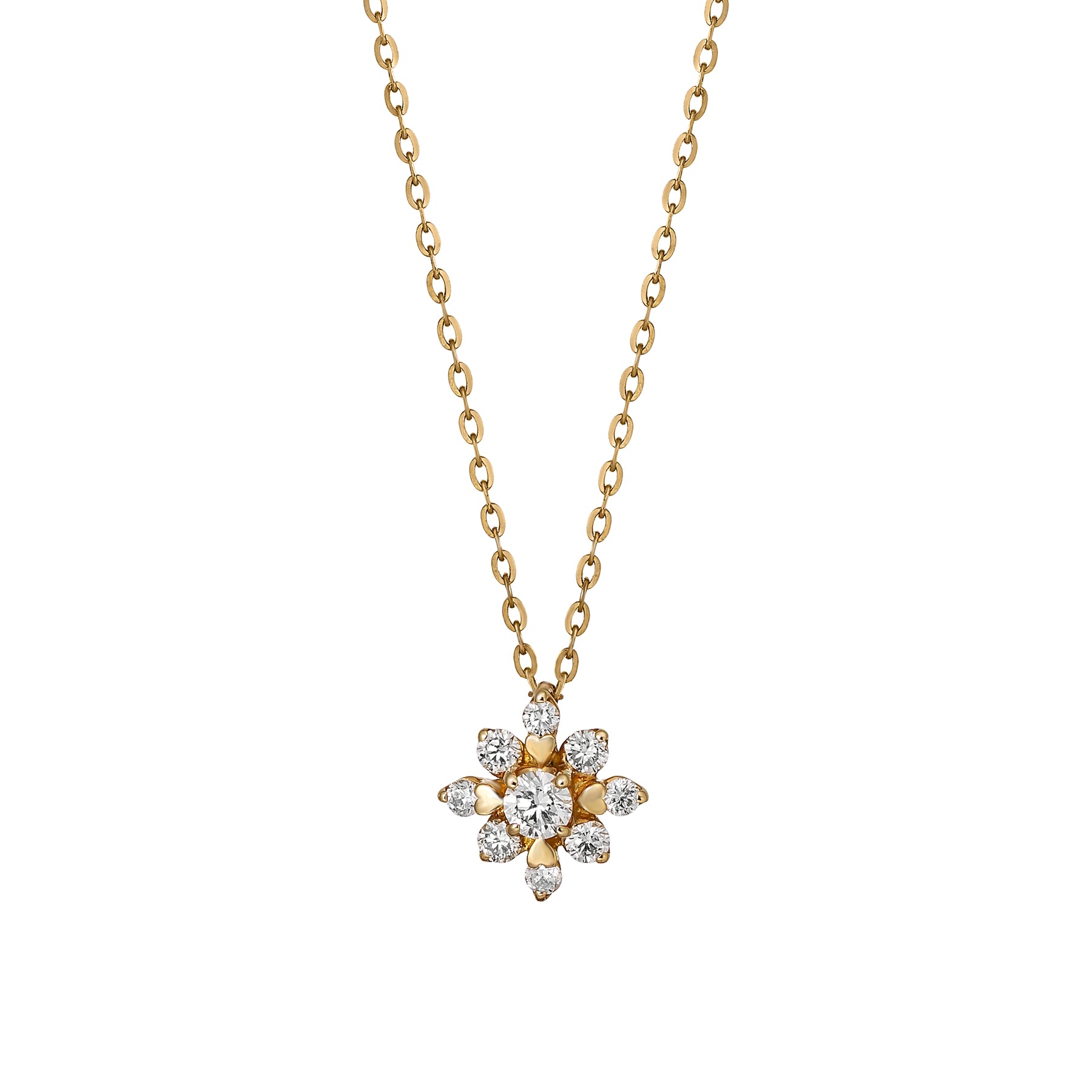 18K Diamond Gradation Sparkle Design Necklace (Yellow Gold) - Product Image