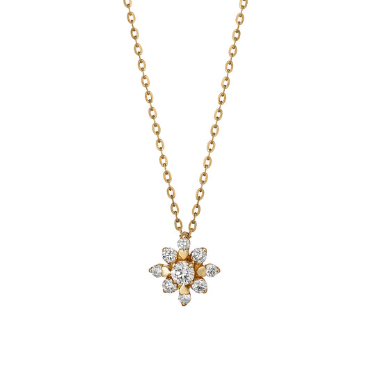 18K Diamond Gradation Sparkle Design Necklace (Yellow Gold) - Product Image