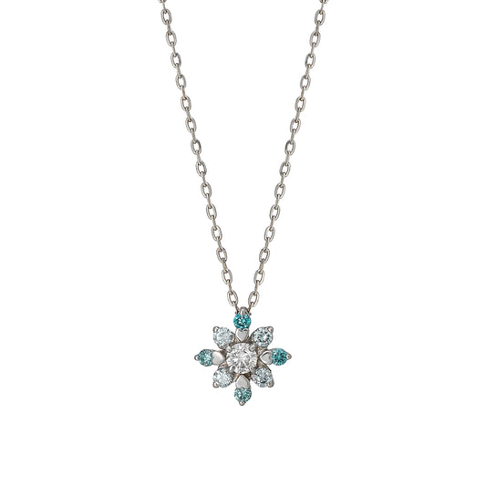 Platinum Diamond Gradation Sparkle Design Necklace - Product Image