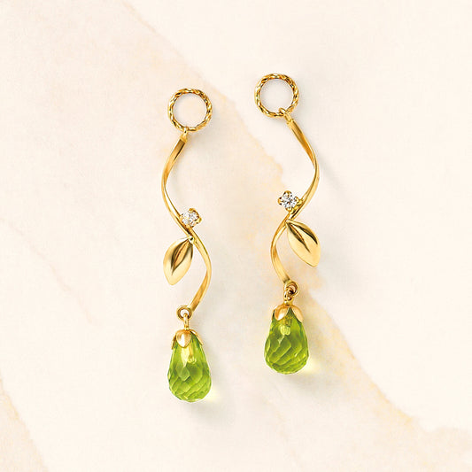 [Palette] 10K Peridot Leaf Charms (Yellow Gold) - Product Image