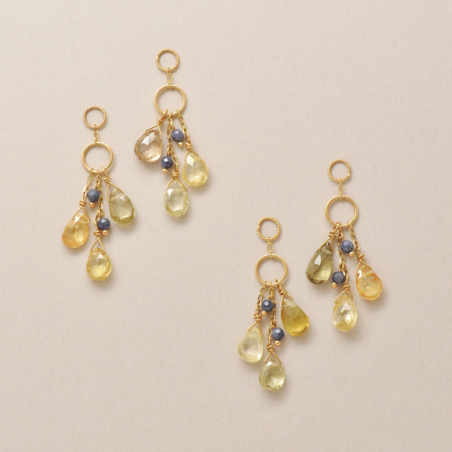 [Palette] 10K Multicolor Zircon Dew Drop Charms (Yellow Gold)