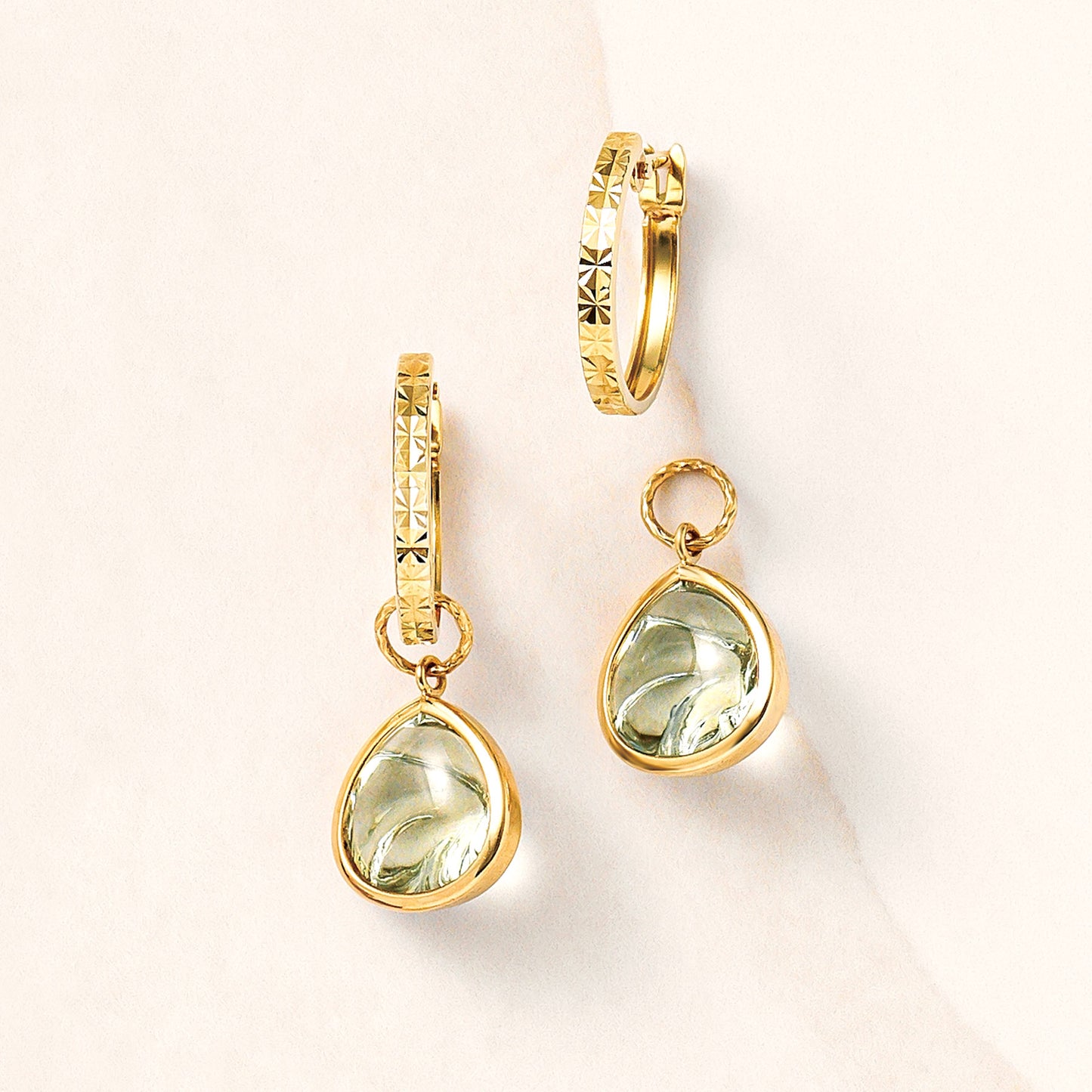 [Palette] 10K Green Quartz Maron Charms (Yellow Gold) - Product Image