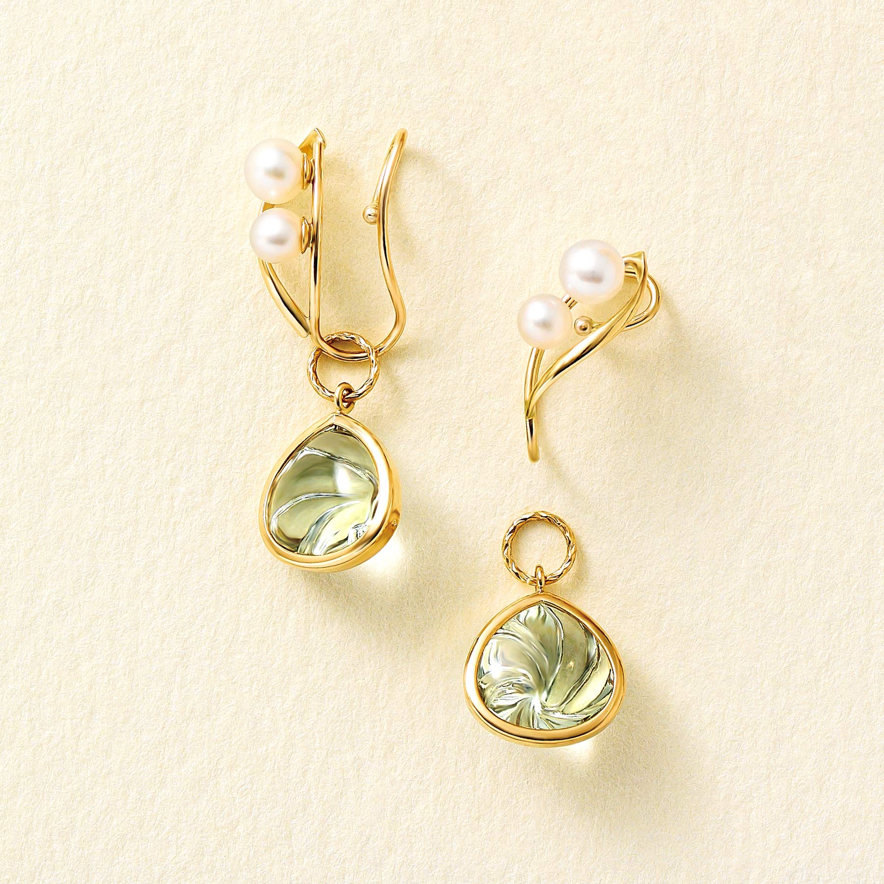 [Palette] 10K Green Quartz Maron Charms (Yellow Gold) - Product Image