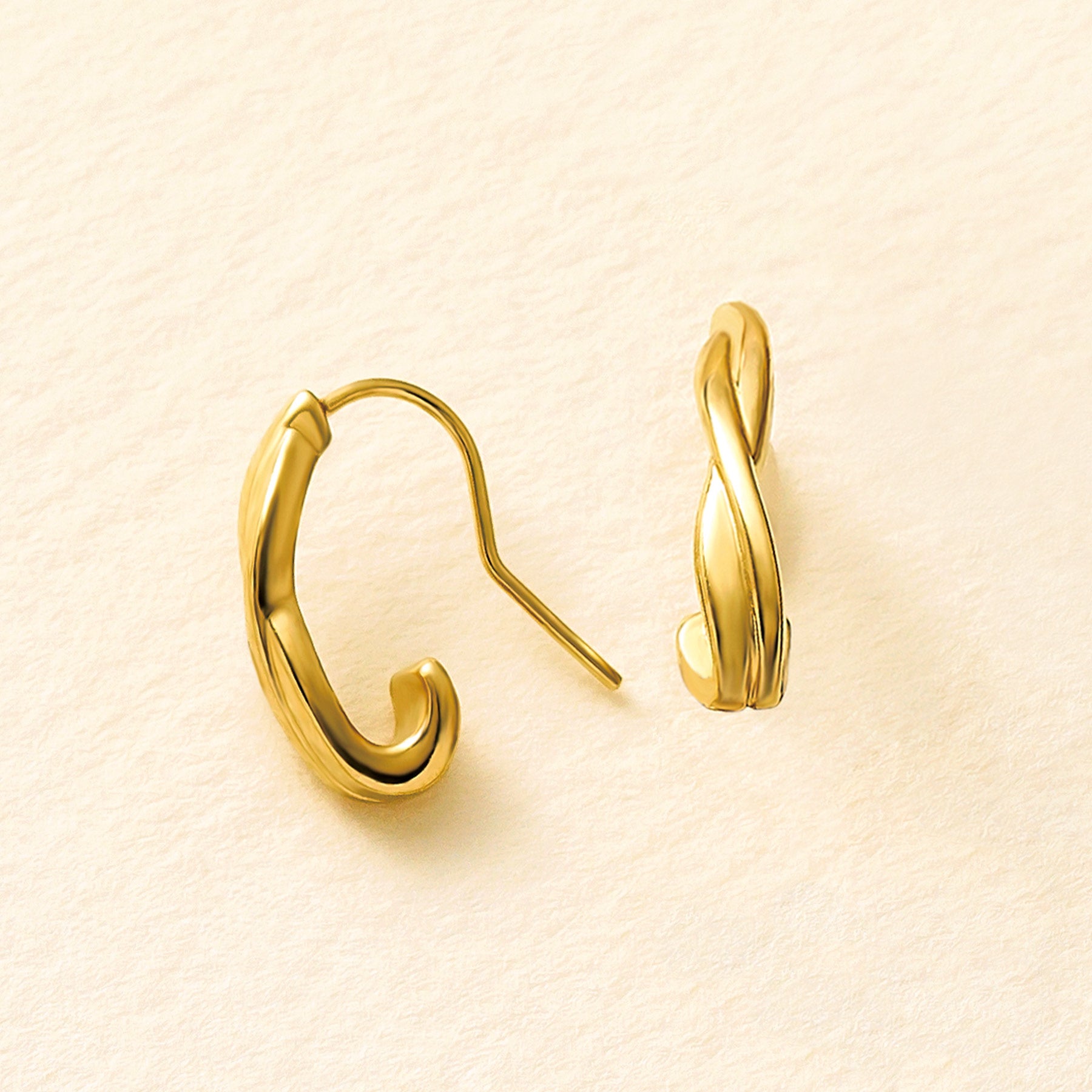 18K / 925 Sterling Silver Woven Wire Earrings (Yellow Gold) - Product Image