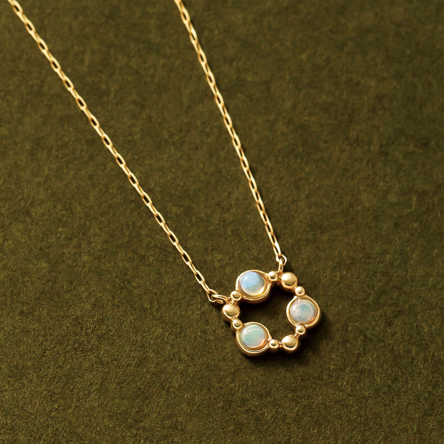 10K 3-Stone Opal Necklace (Yellow Gold) - Product Image