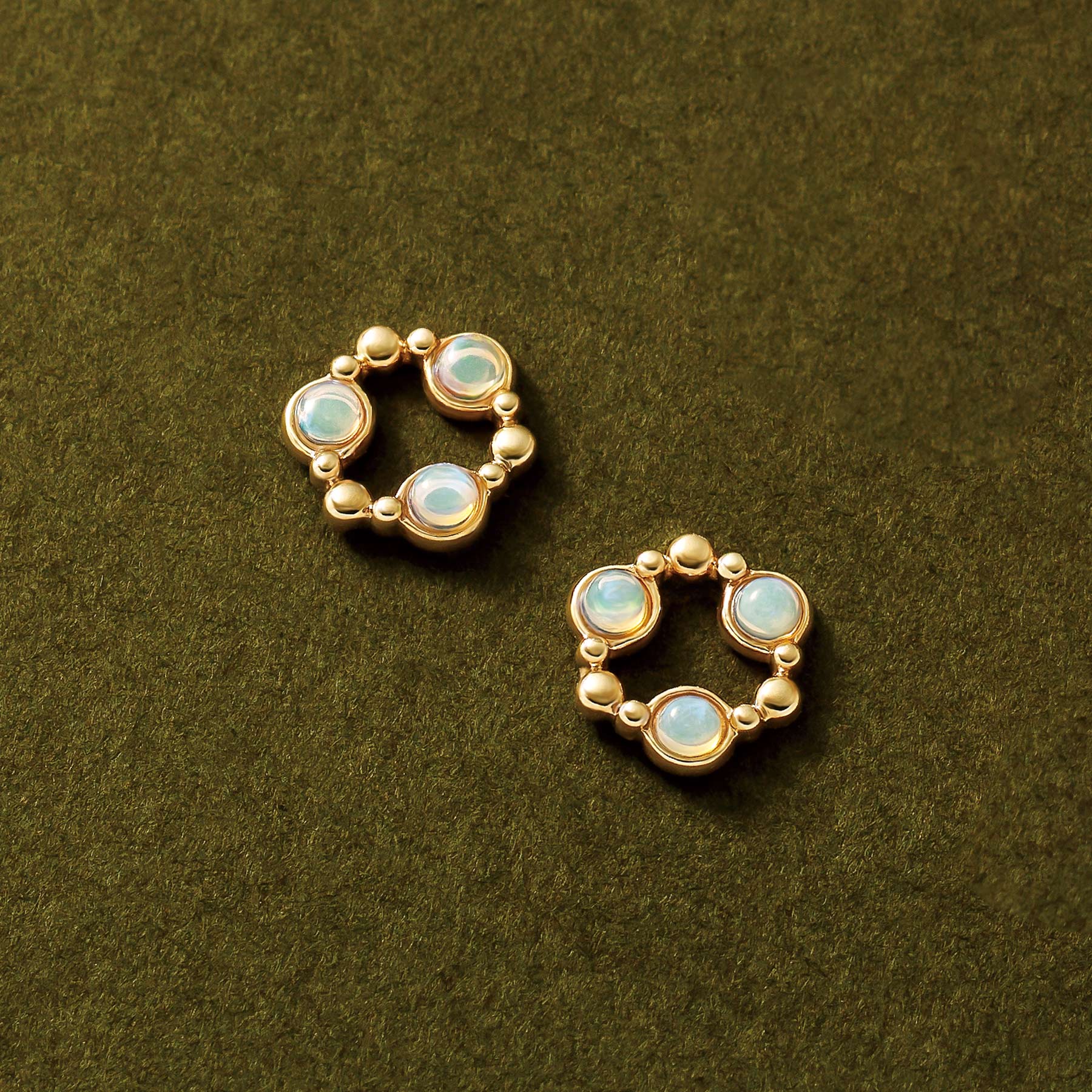 18K/10K 3-Stone Opal Earrings (Yellow Gold) - Product Image