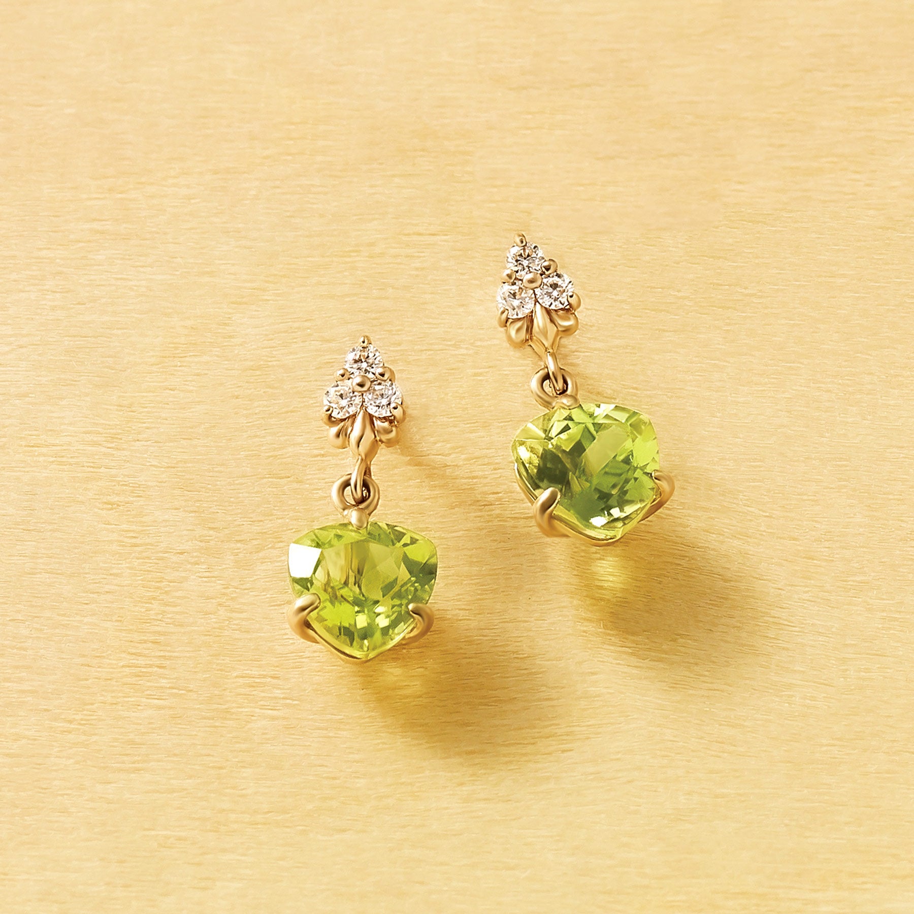 18K/10K Trilliant Peridot Earrings (Yellow Gold) - Product Image