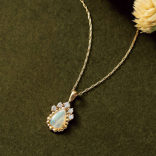 18K/10K Dew Drop Opal Necklace (Yellow Gold) - Product Image