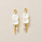 [Palette] 10K White Shell Cubic Zirconia Cat Charms (Yellow Gold) - Product Image