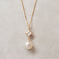 10K Yellow Gold Freshwater Pearl Milgrain Square Necklace - Product Image