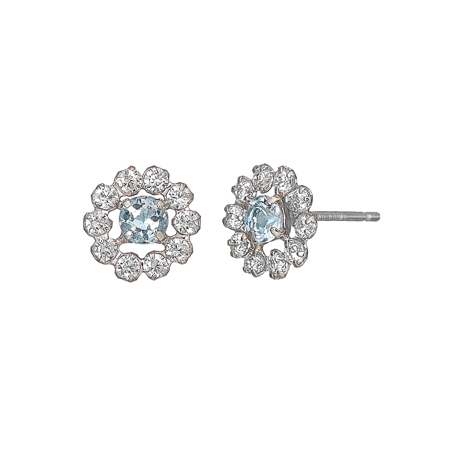 14K/10K Aquamarine Circle Earrings (White Gold) - Product Image