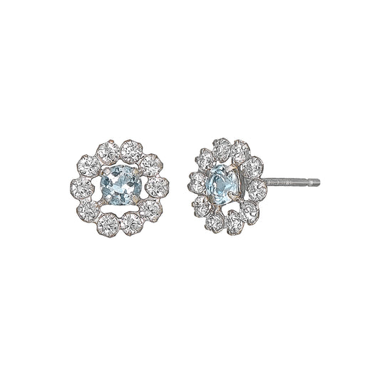 14K/10K Aquamarine Circle Earrings (White Gold) - Product Image