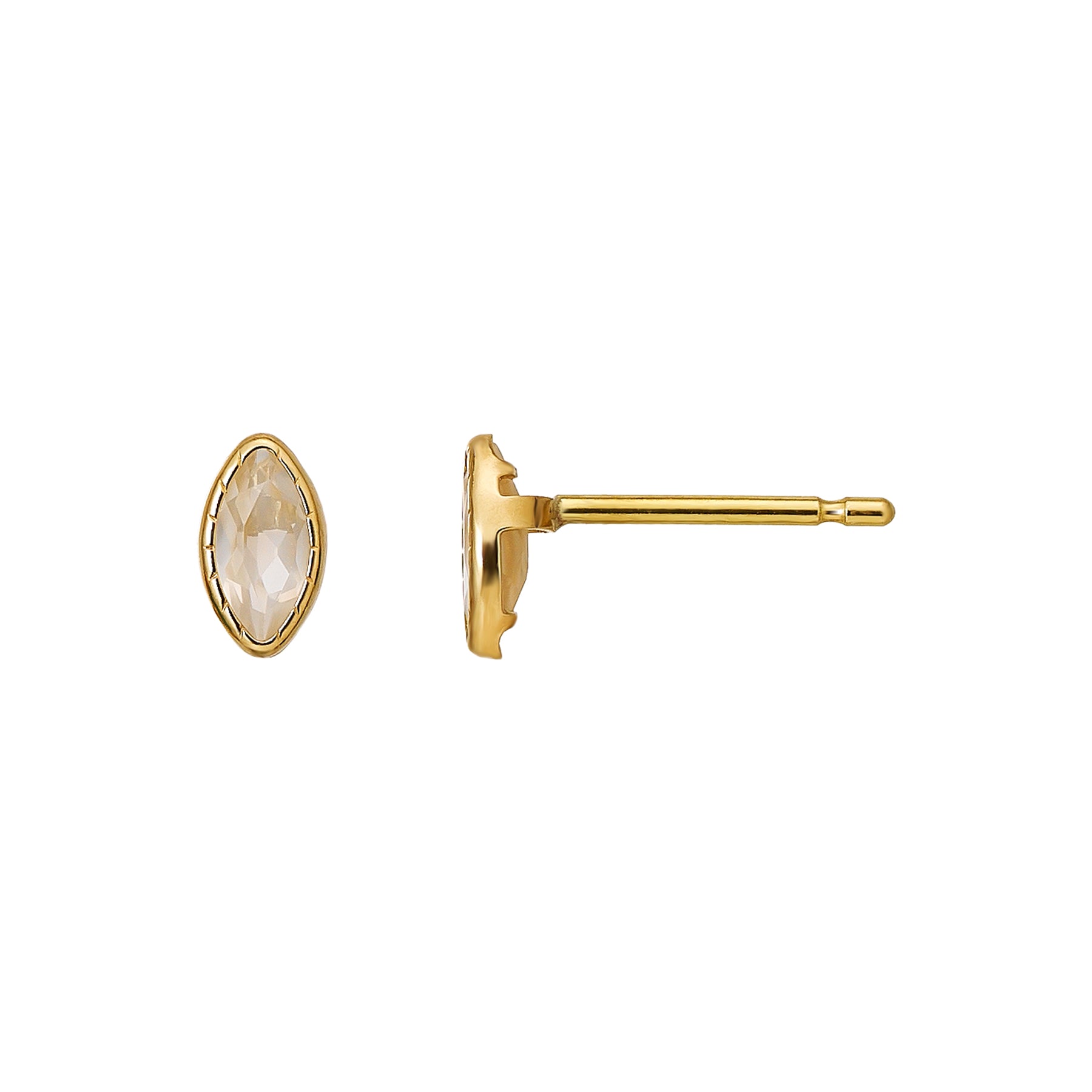 [Second Earrings] 18K Moonstone Marquise Cut Earrings (Yellow Gold) - Product Image