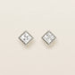 [Second Earrings] Platinum Cubic Zirconia Square Cut Earrings - Product Image