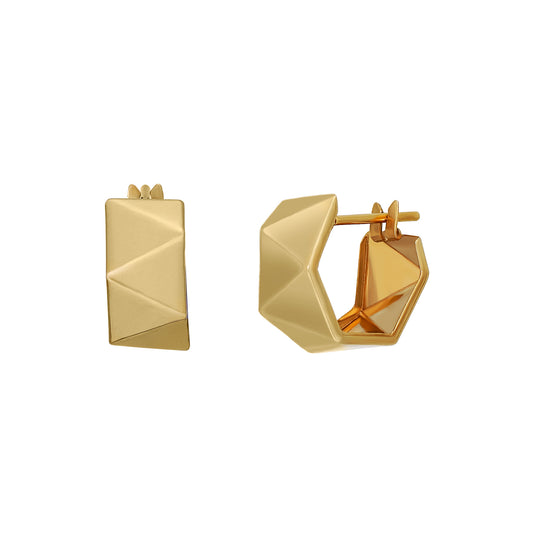 18K/10K Yellow Gold Geometry Hoop Earrings - Product Image