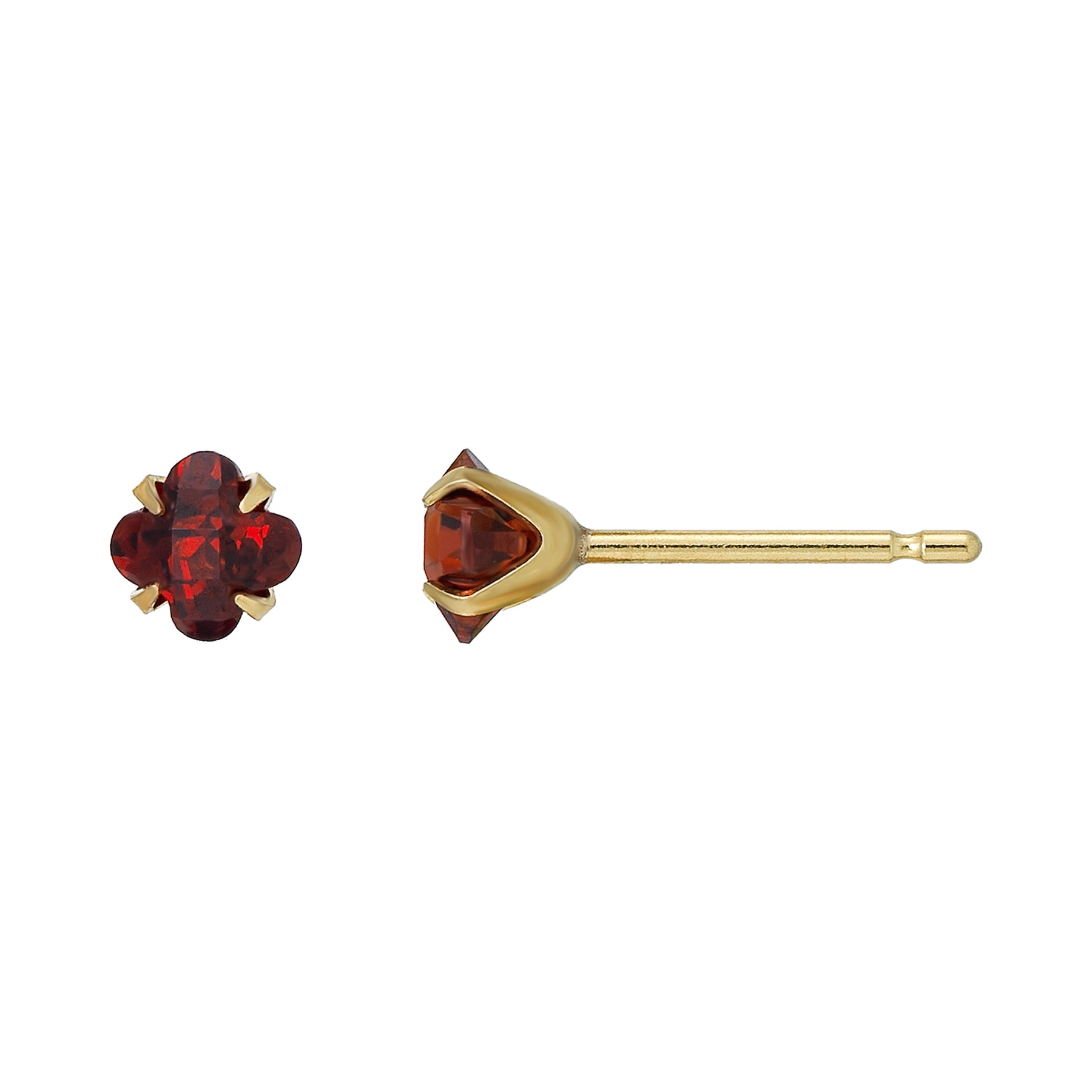 [Second Earrings] 18K Yellow Gold Lily-Cut Garnet Earrings - Product Image