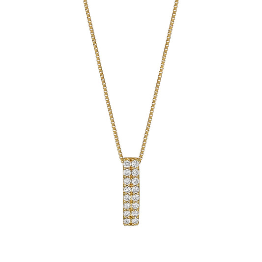 18K Yellow Gold Diamond Rectangle Necklace - Product Image