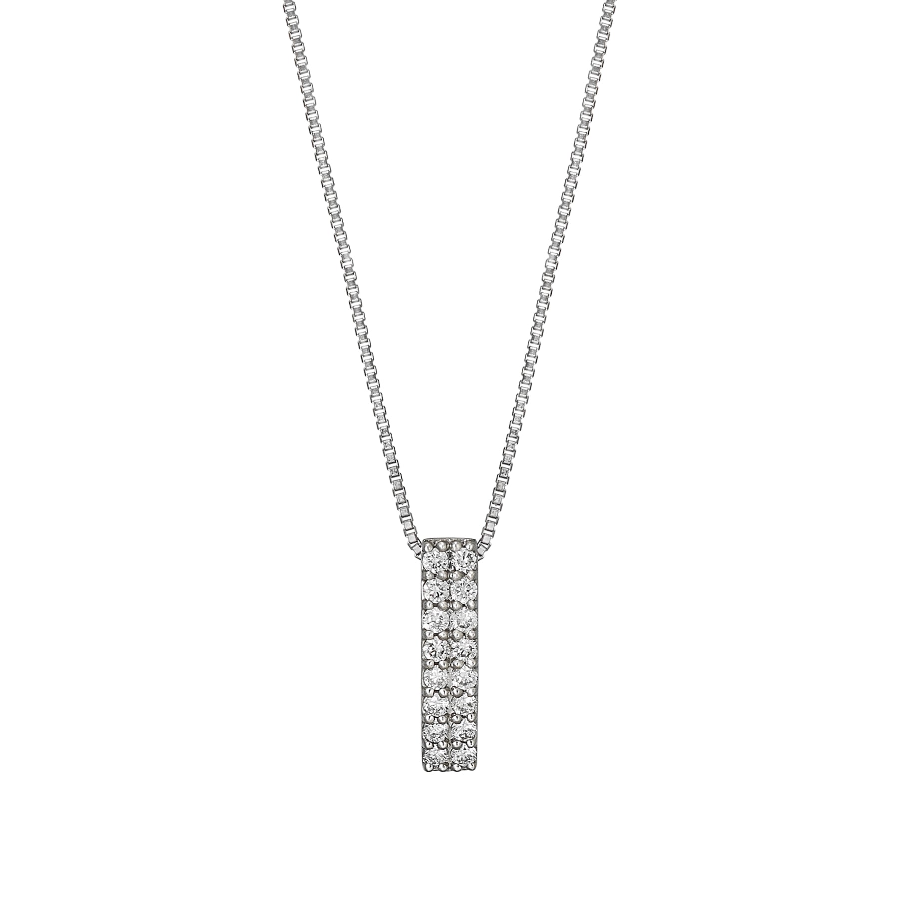 Platinum Diamond Rectangle Necklace - Product Image