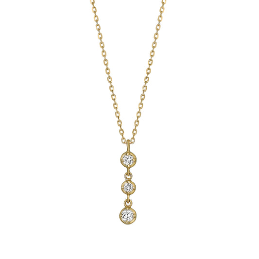 18K Yellow Gold Diamond Trilogy Necklace - Product Image