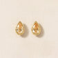 [Second Earrings] 18K Yellow Gold Champagne Color Cubic Zirconia Drop Cut Earrings - Product Image
