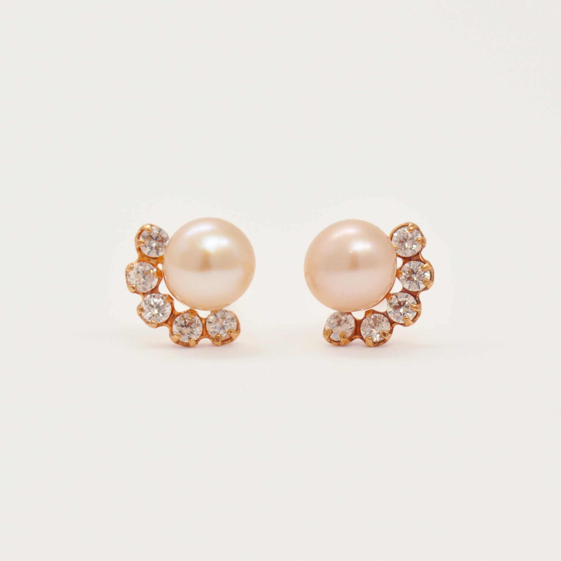 18K Rose Gold Glittering Freshwater Pearl Earrings - Product Image